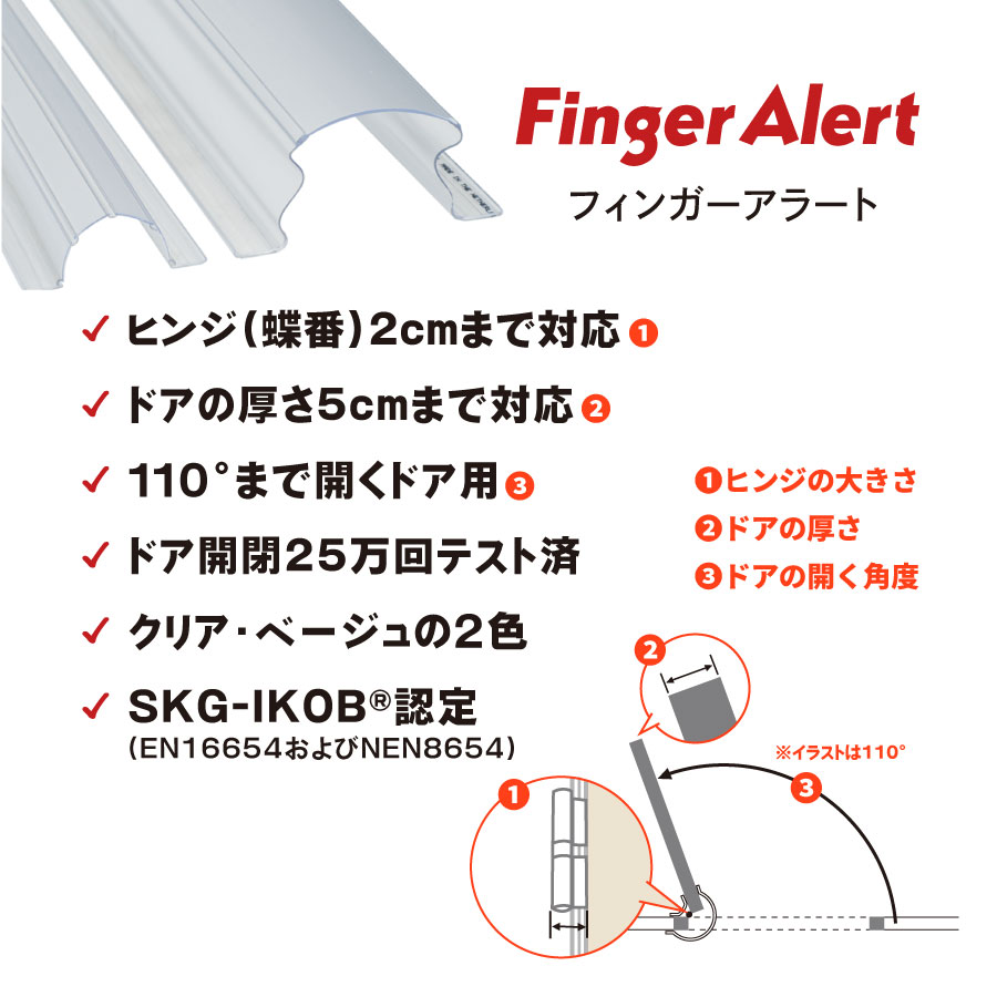 【指はさみ防止！】 Finger Alert：フィンガーアラート1800mm 内側・外側カバーセット Clear ０歳〜大人
